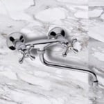 Remer 41LI Chrome Wall Mount Tub Faucet with Long Swivel Spout